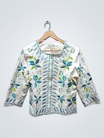 DAVID BROOKS Weiße bestickte Jacke