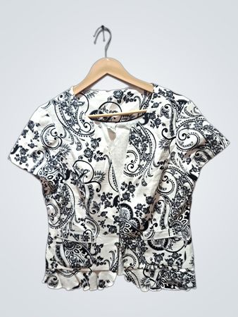 Damen-Blazer mit kurzen Ärmeln und Paisley-Muster