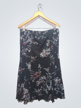 Requirements Black Floral Print Midi Skirt