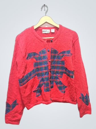 Belle Pointe roter Cardigan mit Schleifendetail