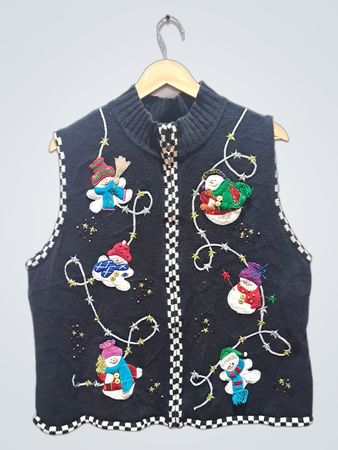 Studio Joy Damenweste Schwarz mit Schneemann-Applikation