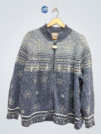 Heirloom Collectibles Damenpullover mit Reißverschluss und Schneeflockenmuster