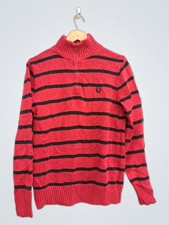 Chaps gestreifter Pullover mit Reißverschluss bis zur Brust