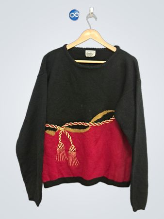 KORET PETITES Schwarzer Rotpullover mit Quasten-Detail