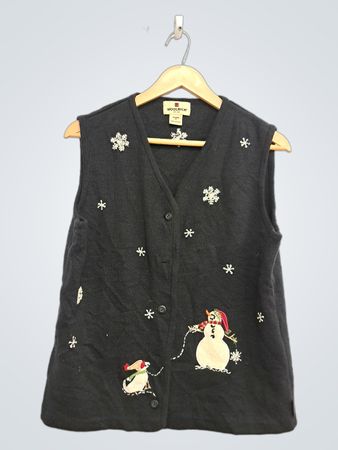 Woolrich Damenweste „Snowman and Snowflake“ in Schwarz