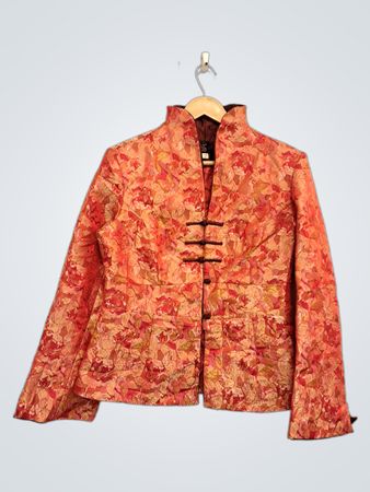 Damen-Brokatjacke mit Mandarin-Kragen