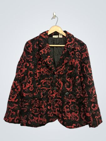 KIM ROGERS Damen Schwarzer & Roter Brokat-Blazer