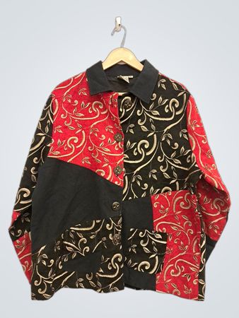 Petersilien-Rote und Schwarze Patchwork-Jacke