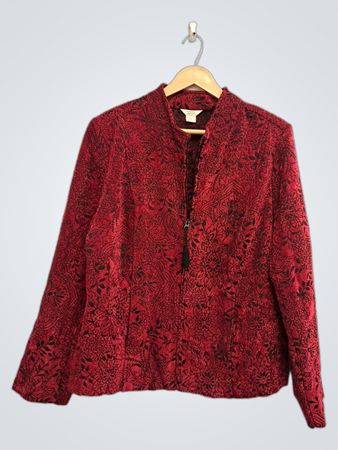 Christopher & Banks Rot-Schwarz Blumenmuster Reißverschluss-Jacke
