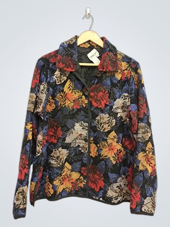 Coldwater Creek Floral Jacquard Knopfleistenjacke