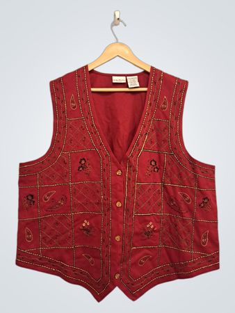 Bonnie Brooks Damen rote bestickte Weste