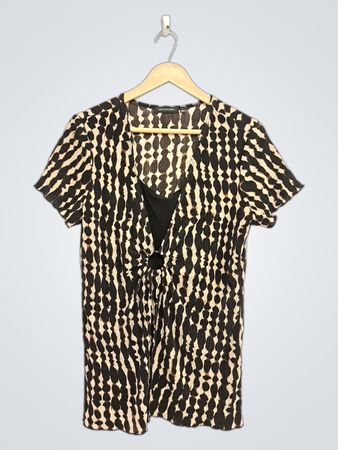 NOTATIONS Damen T-Shirt mit kurzen Ärmeln, V-Ausschnitt und gedrehtem Vorderteil