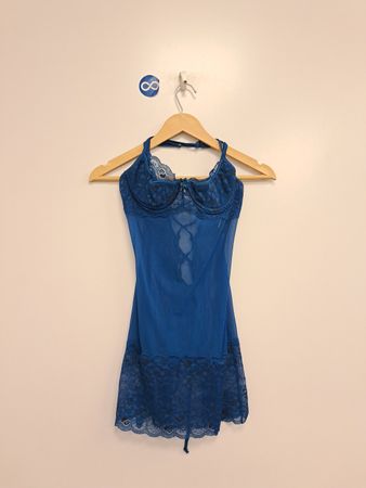 Blue-Spitzen-Halter-Babydoll