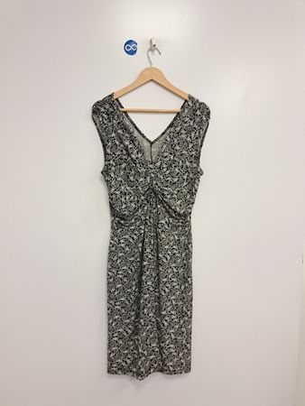 Ärmelloses V-Ausschnitt Kleid mit Raffung und Blumenmuster