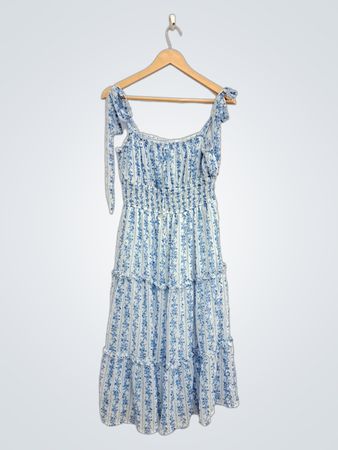 Trixxi Los Angeles Blaues geblümtes Stufenkleid