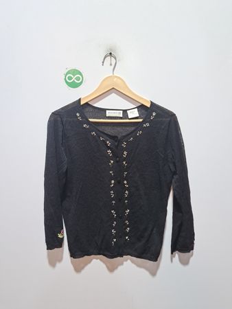 HUGO BUSCATI COLLECTION Schwarze bestickte Strickjacke