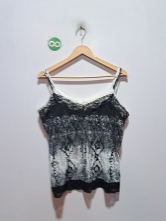 Cato Damen Camisole-Top mit schwarz-weißem Muster
