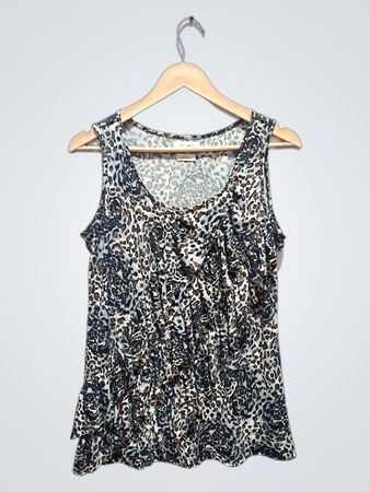 VAN HEUSEN Damen ärmellose Rüschentop mit Leoparden- und Blumenmuster