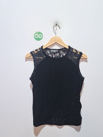 MIXIT Black Lace Trim Ärmelloses Top