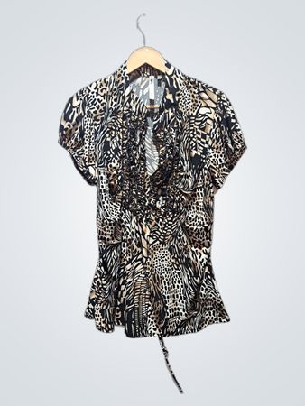 Heart & Soul Damenbluse mit Animal-Print und Rüschen