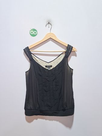 White House Black Market Schwarzes durchsichtiges Tanktop