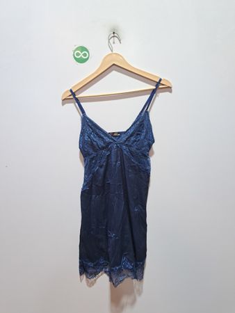 Avidlove Blue Spitzenbesatz-Top-Negligé-Kleid