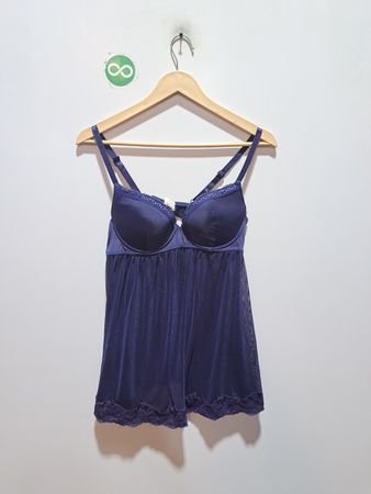 Navy Blue Babydoll mit Spitzenbesatz