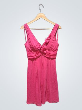 Max and Cleo Pink gerafftes V-Ausschnitt-Kleid