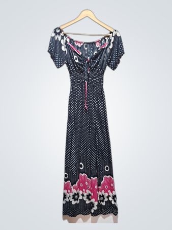 Maxikleid mit Blumen- und Polka-Dot-Muster