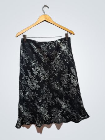 ERSTE OPTION Schwarzer Blumenmuster-Midirock