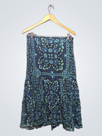 Derhy Damen Midi-Rock mit blauem Blumenmuster