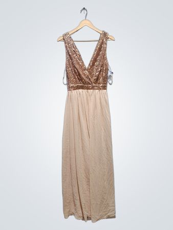 Lulus Pailletten-V-Ausschnitt-Maxikleid