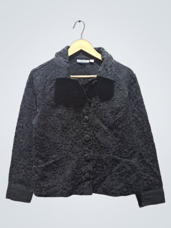 Croft & Barrow Black Textured Button-Front Jacket