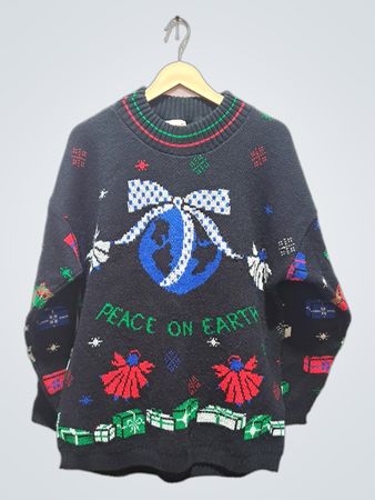 Glamour-Knit Peace on Earth Weihnachts-Pullover
