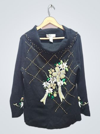 KAVAT Schwarzer verzierter Pullover