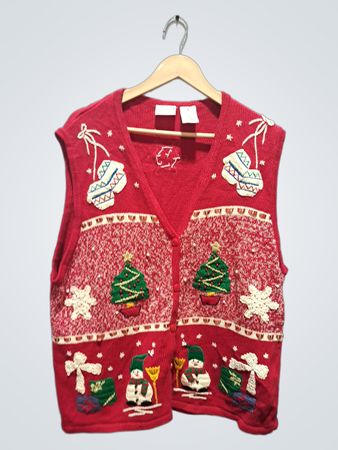 Bobbie Brooks Red Christmas Knit Vest