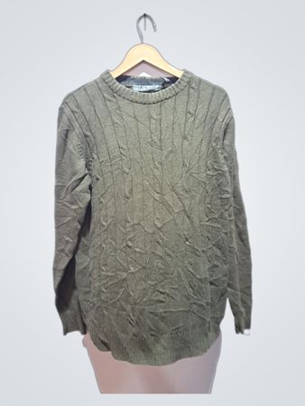 Oscar de la Renta grüner Zopfstrickpullover