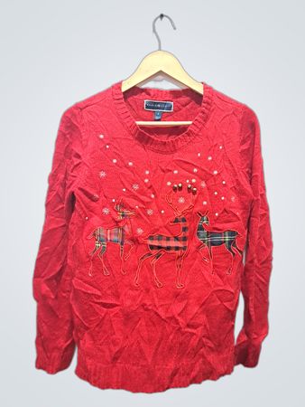 Karen Scott roter Weihnachts-Rentierpullover