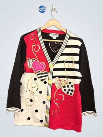 Jack B. Quick Women's Heart & Stripe Embellished Cardigan