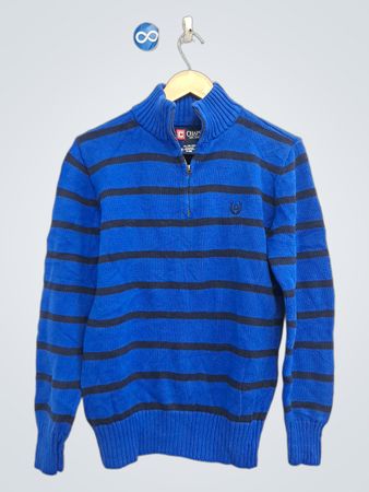 Chaps gestreifter Pullover mit Viertelreißverschluss