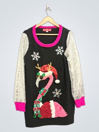 33 Degrees Black Flamingo Weihnachts-Pullover