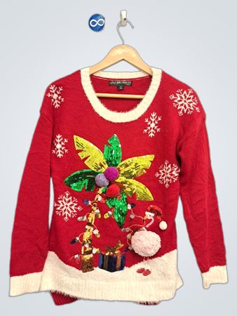 United States Sweaters Roter Weihnachts-Flamingo-Pullover