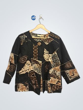 Choices Women's Schwarze Jacke mit Patchwork-Muster