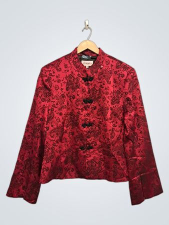 Studio I Rotes Paisley-Muster Jacke mit Mandarinkragen