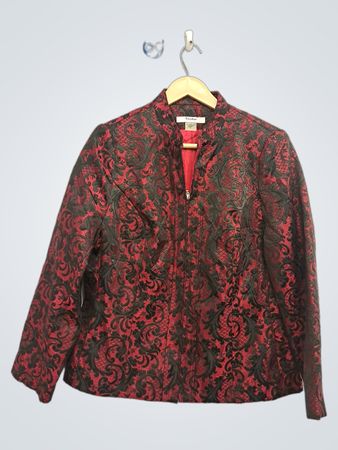 TAIJAY Rote und schwarze Jacquard-Jacke
