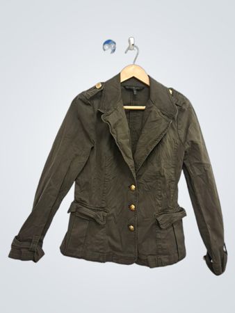 WHITE HOUSE BLACK MARKET Olivgrüne militärisch inspirierte Jacke
