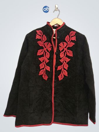 Linea by Louis Dell'Olio Schwarze Jacke mit roter Blumenapplikation