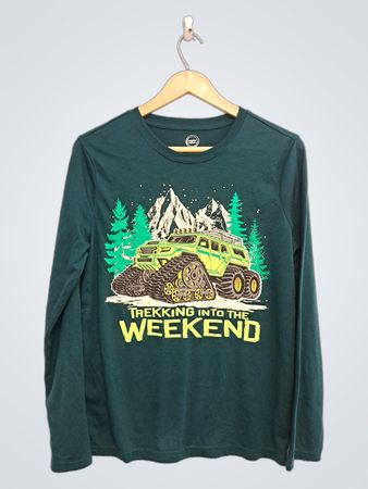 Wonder Nation "Trekking Into The Weekend" Grafik-Langarm-T-Shirt