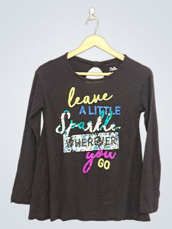 Justice Girls Schwarz Langarm "Hinterlasse einen kleinen Glanz, wo immer du hingehst" Grafik-T-Shirt