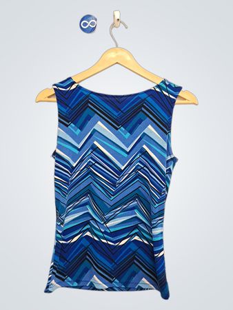 Blaues ärmelloses Oberteil mit Chevron-Muster